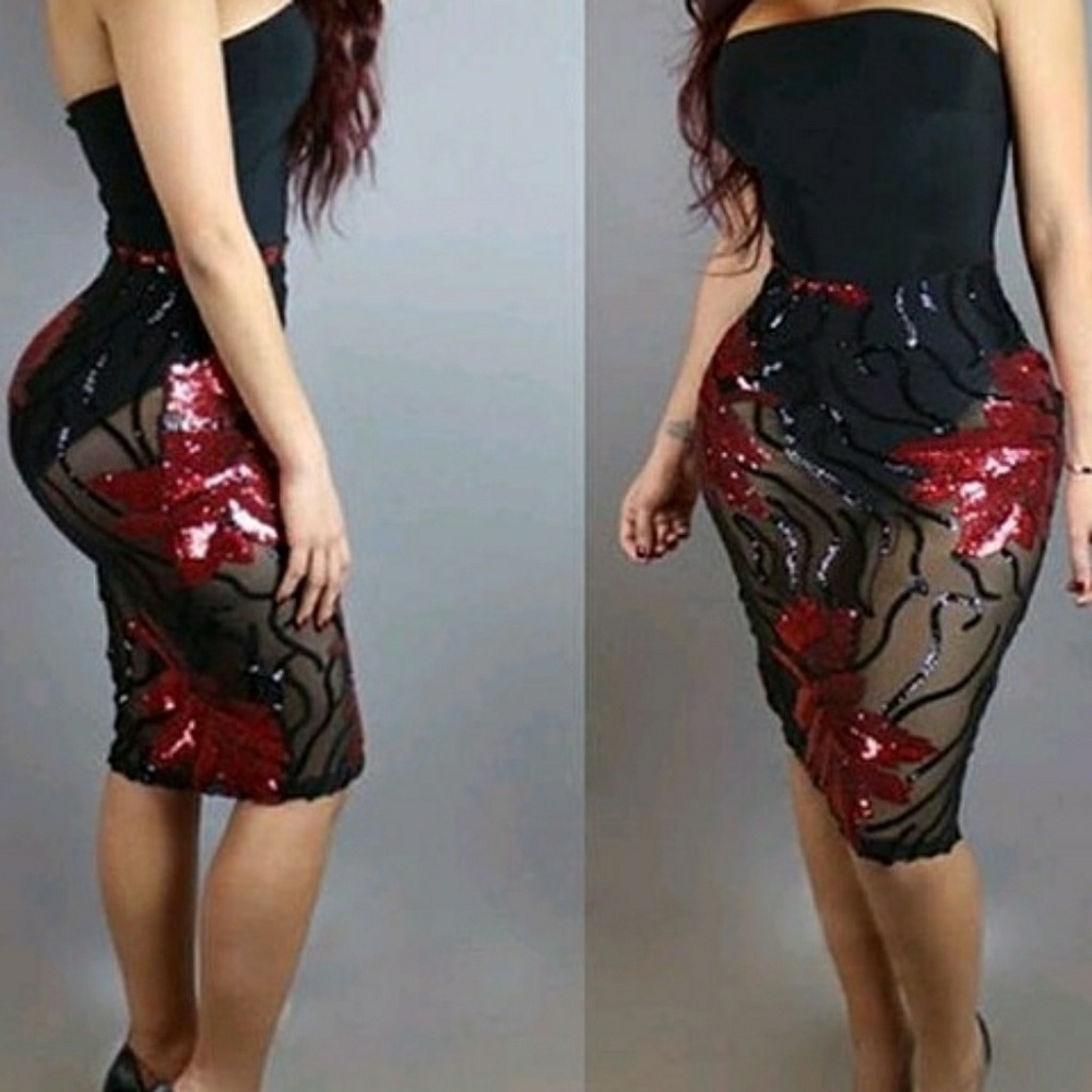 Red & black sizes lg & xlg hollow cut out dress